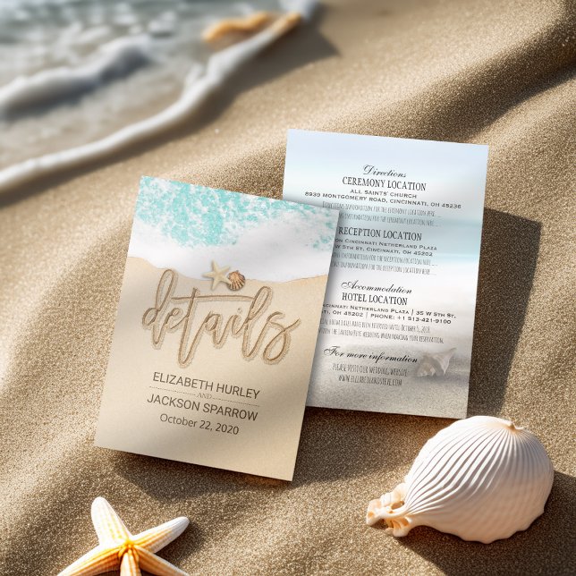 Hochzeitdetails Informationen Sommerstrand Starfis Begleitkarte (Von Creator hochgeladen)