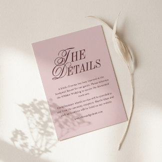 Hochzeitdetails Karte | Burgunder-Mauve-Regency