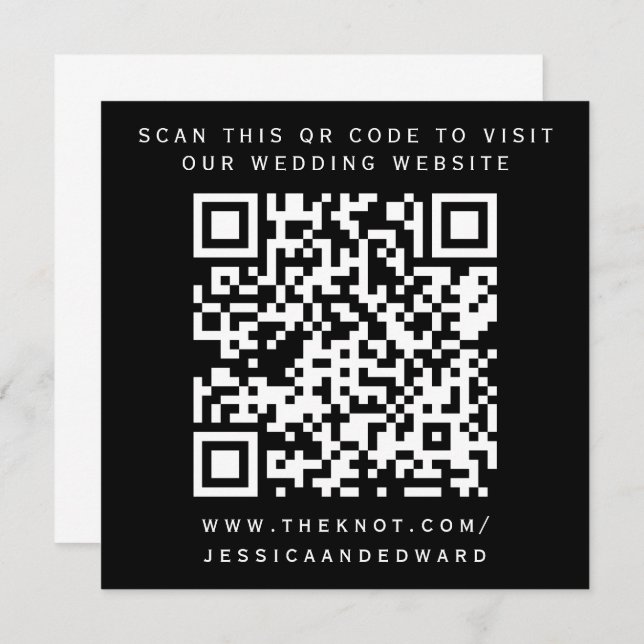 Hochzeitdetails Qr Code Einfache Schwarz-weiße Min Programm (Vorne/Hinten)