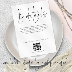Hochzeitdetails QR Code Skripteinschlusskarte Einladung