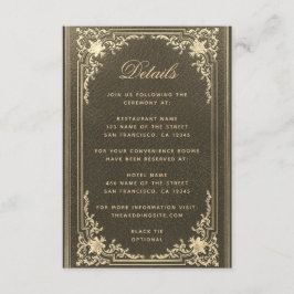 Hochzeitdetails Schwarzes Gold Vintages Elegantes  Begleitkarte