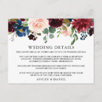 Hochzeitdetails Wasserfarben-Beipackkarte