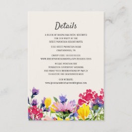 Hochzeitdetails Wasserfarben Wildblumen Boho Flora Begleitkarte