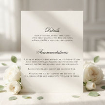 Hochzeitdetailskarte mit melancholischer Vintage-L