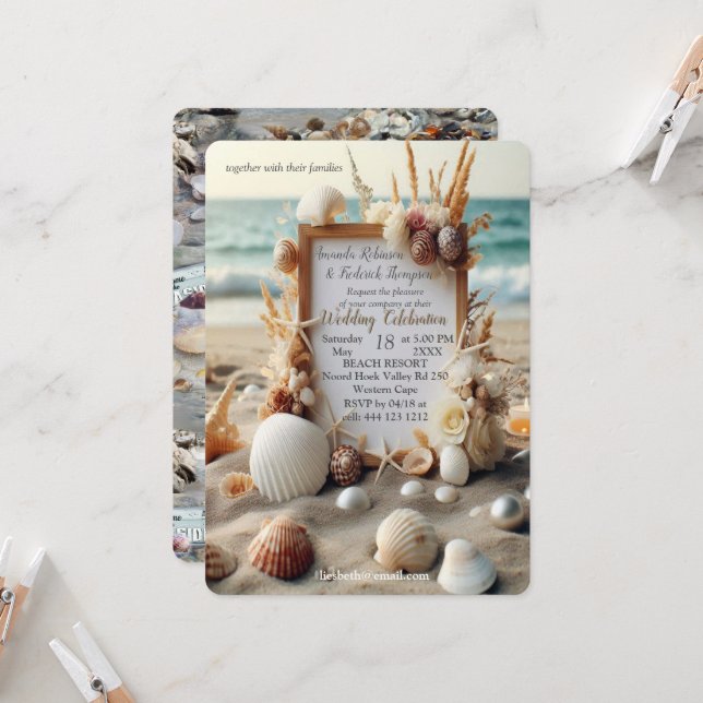 Hochzeiten am Meer am Strand Einladung (Vorderseite/Rückseite Beispiel)