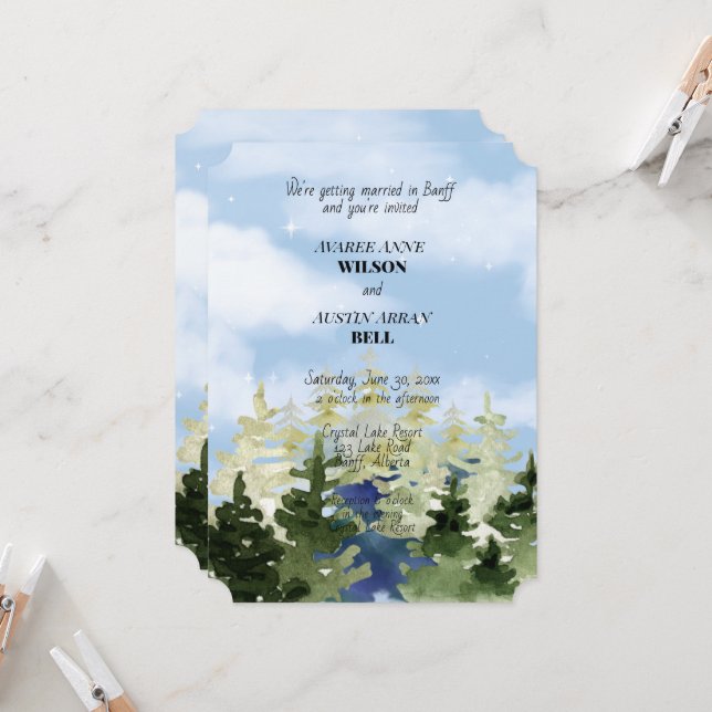 Hochzeiten am See im Gebirge Einladung (Vorderseite/Rückseite Beispiel)