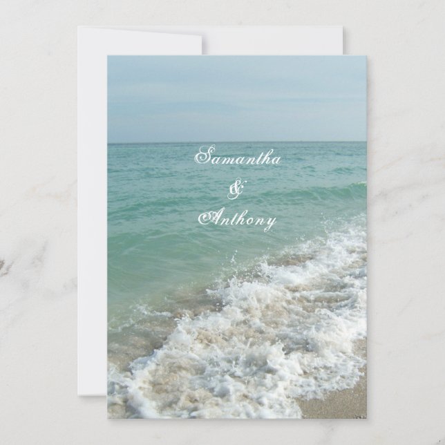 Hochzeiten am Strand oder Hochzeit in Urlaubsort Einladung (Vorderseite)