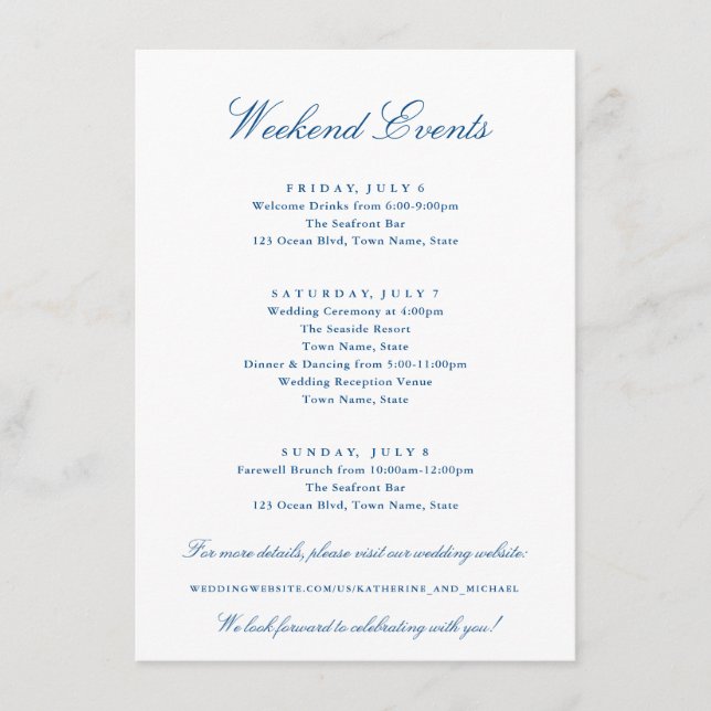 Hochzeiten der Newport Collection Begleitkarte (Vorderseite)