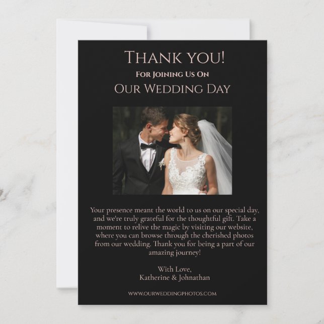 Hochzeiten Foto-Danke-Moderne Rose Gold Blume Einladung (Vorderseite)