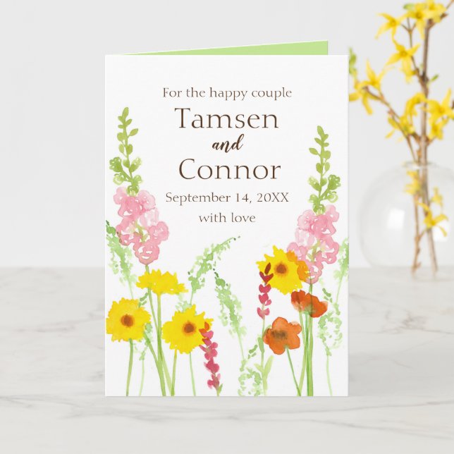 Hochzeiten Glückwunsch Wildblumen Personalisiert Karte (Gelbe Blume)