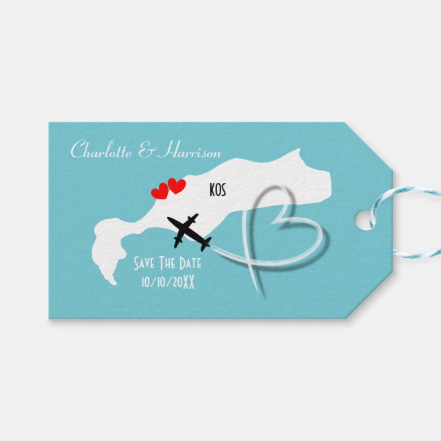 Hochzeiten im Ausland Kos Save the Date Geschenkanhänger (Vorderseite (Horizontal))