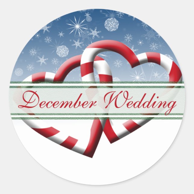 Hochzeiten im Dezember - Einladungen für Hochzeite Runder Aufkleber (Vorderseite)