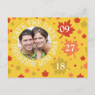 Hochzeiten im Herbst speichern die Termine für Her Ankündigungspostkarte