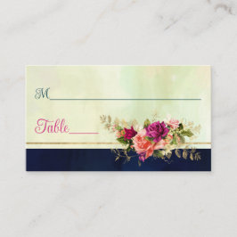 Hochzeiten in aquamarin, Navy, Green, Gold Florals Platzkarte