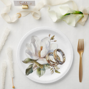 Hochzeiten in Magnolien und Gold Pappteller