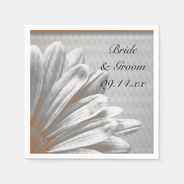Hochzeiten in Orange und Gray Floral Serviette (Vorderseite)