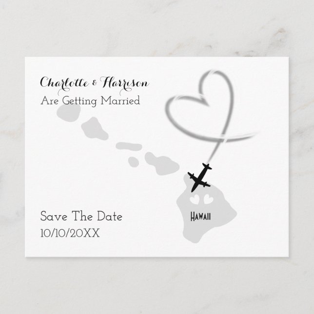 Hochzeiten in Urlaubsort Hawaii Save the Date Ankündigungspostkarte (Vorderseite)