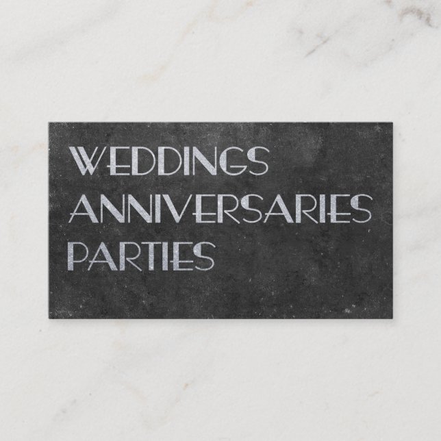 Hochzeiten, Jahrestage, Partys | Silber / Schiefer Visitenkarte (Vorderseite)