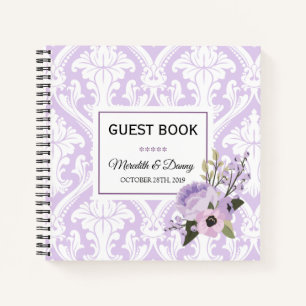 Hochzeiten Lila Liebe Damask Gästebuch Notizbuch
