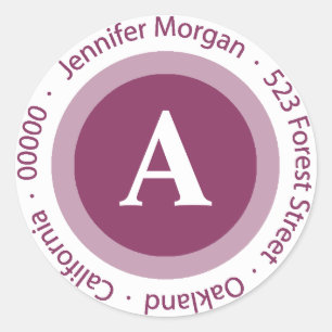 Hochzeiten Monogramm Rücksendeadresse Boysenberry Runder Aufkleber