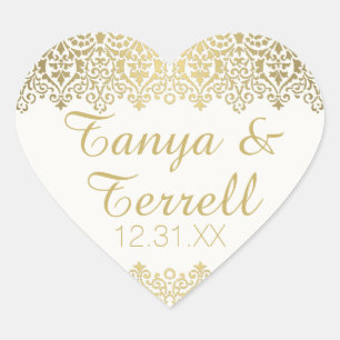 Hochzeiten Umschlag Aufkleber Vintag Golden Lace E