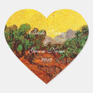 Hochzeiten, Vincent van Gogh Olivenbäume Herz-Aufkleber
