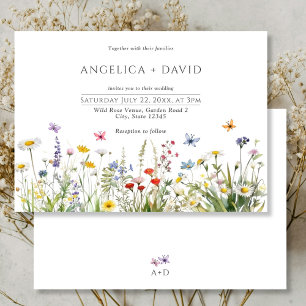 Hochzeiten von Boho-Wildblumen und Schmetterlingen Einladung