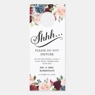 Hochzeiten von Burgund-Navy-Blush-Rose stören nich Türanhänger