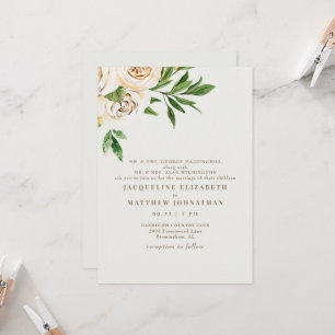 Hochzeiten von Cream Floral Peonies Einladung
