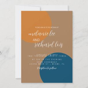 Hochzeiten von Erdtönen und Navy-Formen Einladung