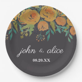 Hochzeiten von Gelben und Braunen Peonies und Rose Pappteller