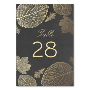 Hochzeiten von Gold- und Chalkboard-Herbstlauben Tischnummer