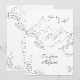 Hochzeiten von hübschen Bergen, Blume und Branchen Einladung