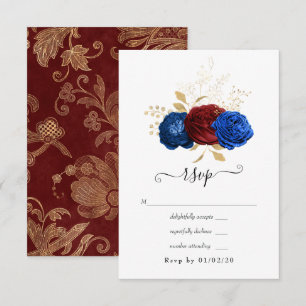 Hochzeiten von Marine, Rot und Gold RSVP Karte