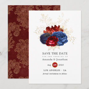 Hochzeiten von Marine, Rot und Gold Save The Date