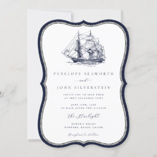 Hochzeiten von Nautic Ship Navy Rope Frame Bracket Einladung