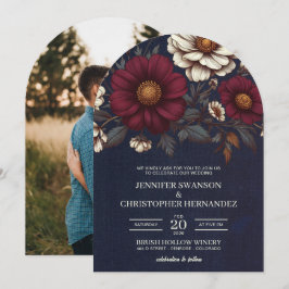 Hochzeiten von Navy Blue und Burgund Einladung