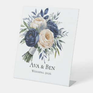 Hochzeiten von Navy Blue und Elfenbein Sockelschild