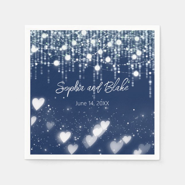Hochzeiten von Navy Blue und White Hanging Lights Serviette (Vorderseite)