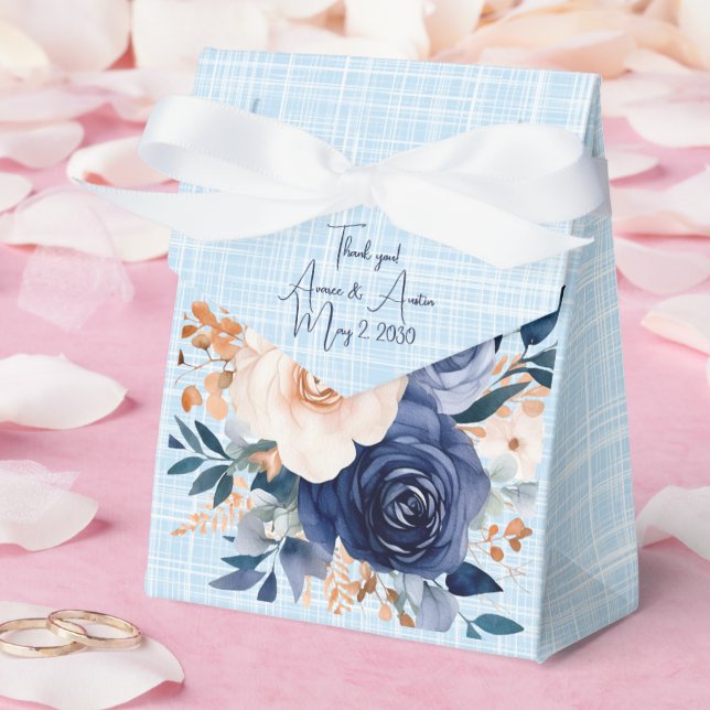 Hochzeiten von Navy und Pink Watercolor Florals Geschenkschachtel (Hochzeit)