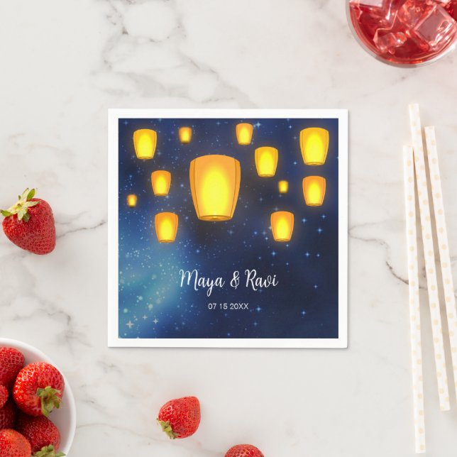 Hochzeiten von schwimmenden Lanterns Serviette (Beispiel)