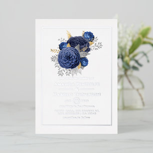 Hochzeiten von Seestreitkräften, Silberblumen und  Folieneinladung