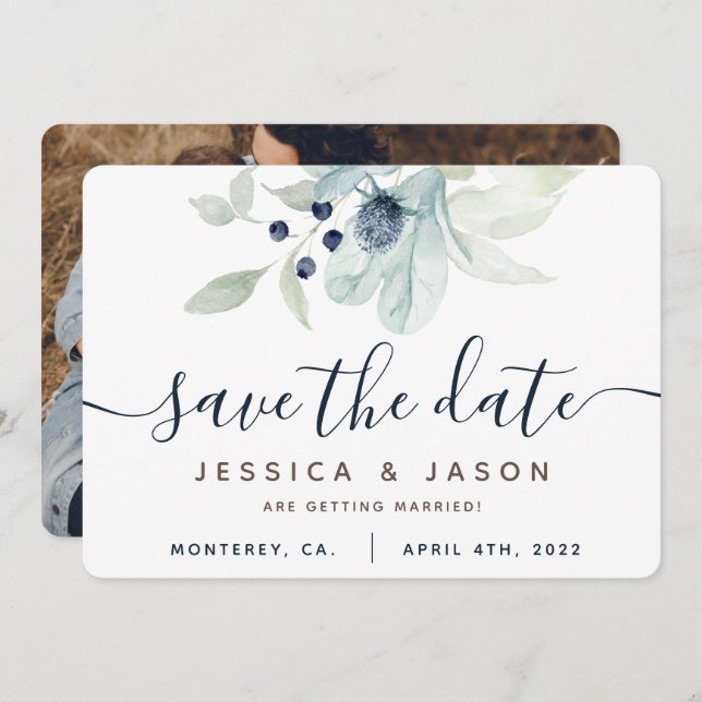 Hochzeiten von Wasserfarben speichern die Datumska Save The Date (Vorne/Hinten)