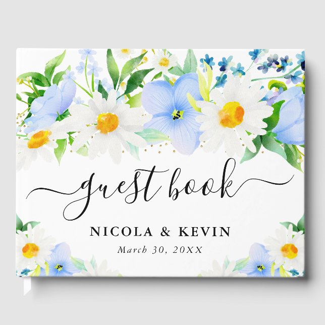 Hochzeiten von Wasserfarben und Blumen Gästebuch (Vorderseite)