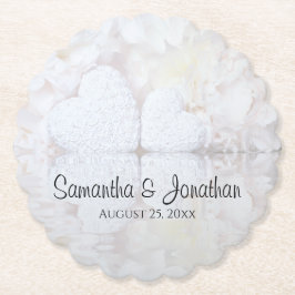 Hochzeiten von White Hearts und Peony Blume Untersetzer