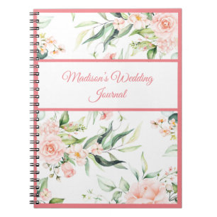 Hochzeitflorale Elegant Pink Chic Girly Script Nam Notizblock