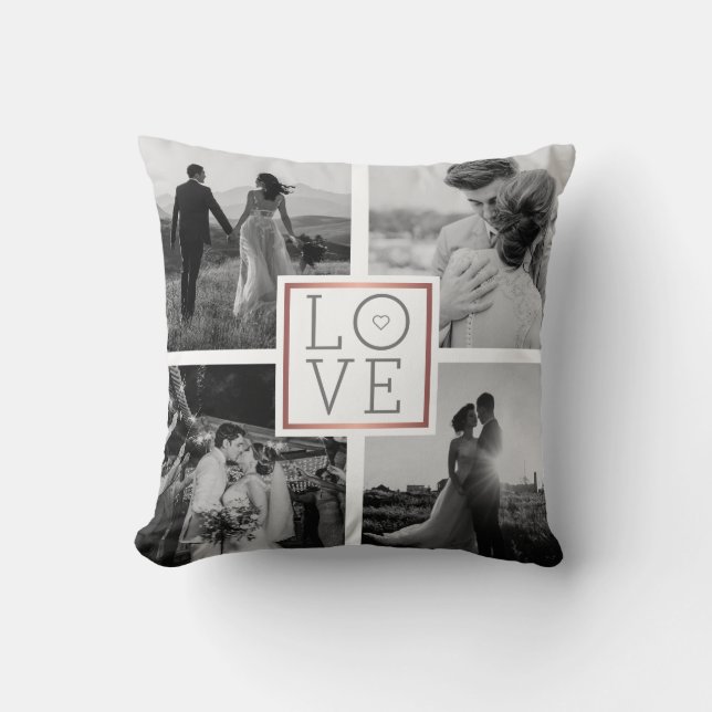 Hochzeitfoto Collage Liebe Kissen (Vorderseite)