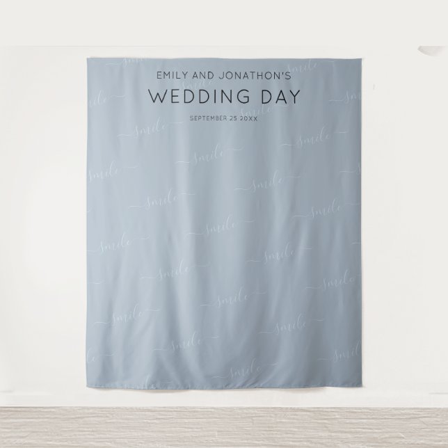 Hochzeitfotografie Hintergrund Typografie Dusty Bl Wandteppich (Vorderseite)