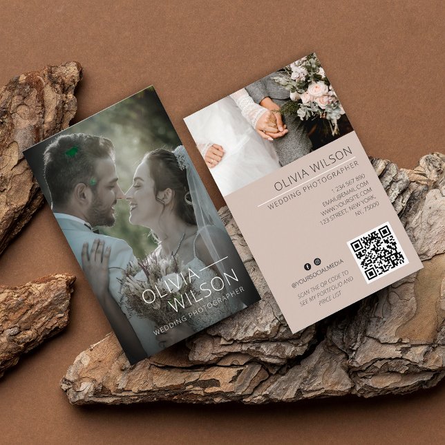 Hochzeitfotografie Volles Foto Modernes Visitenkarte (Wedding Photography Full Photo Modern Business Card)