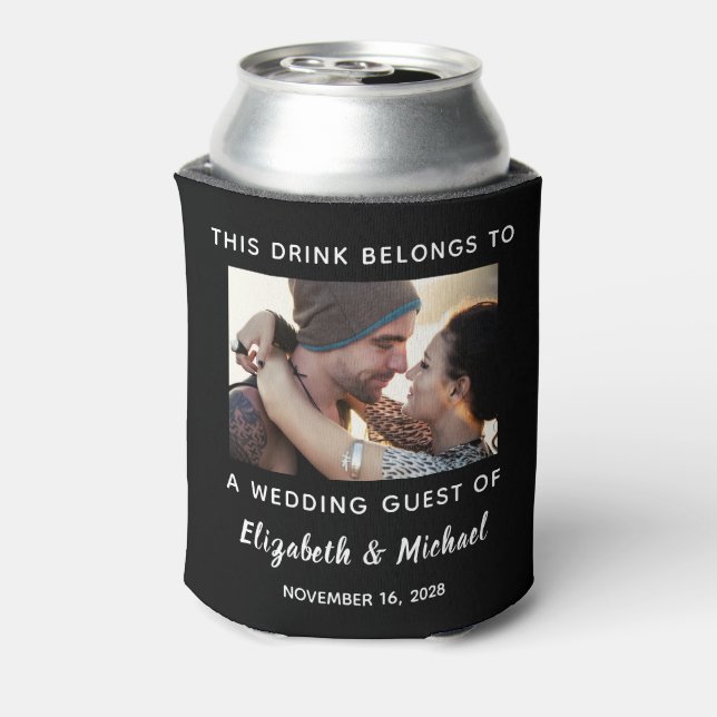 Hochzeitgast Personalisiertes Foto Black Dosenkühler (Kanne Rückseite)